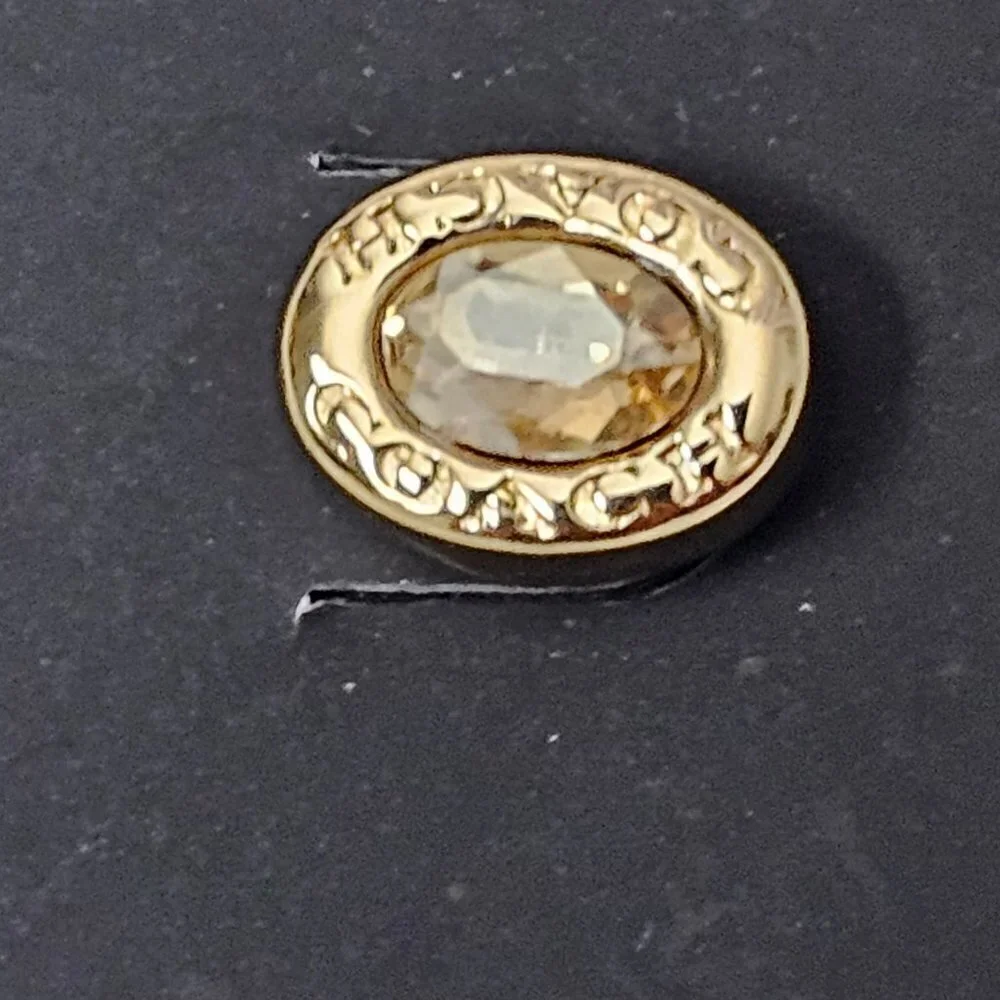 Coach Gold Tone and Oval Crystal Stud Earrings - Picture 3 of 5
